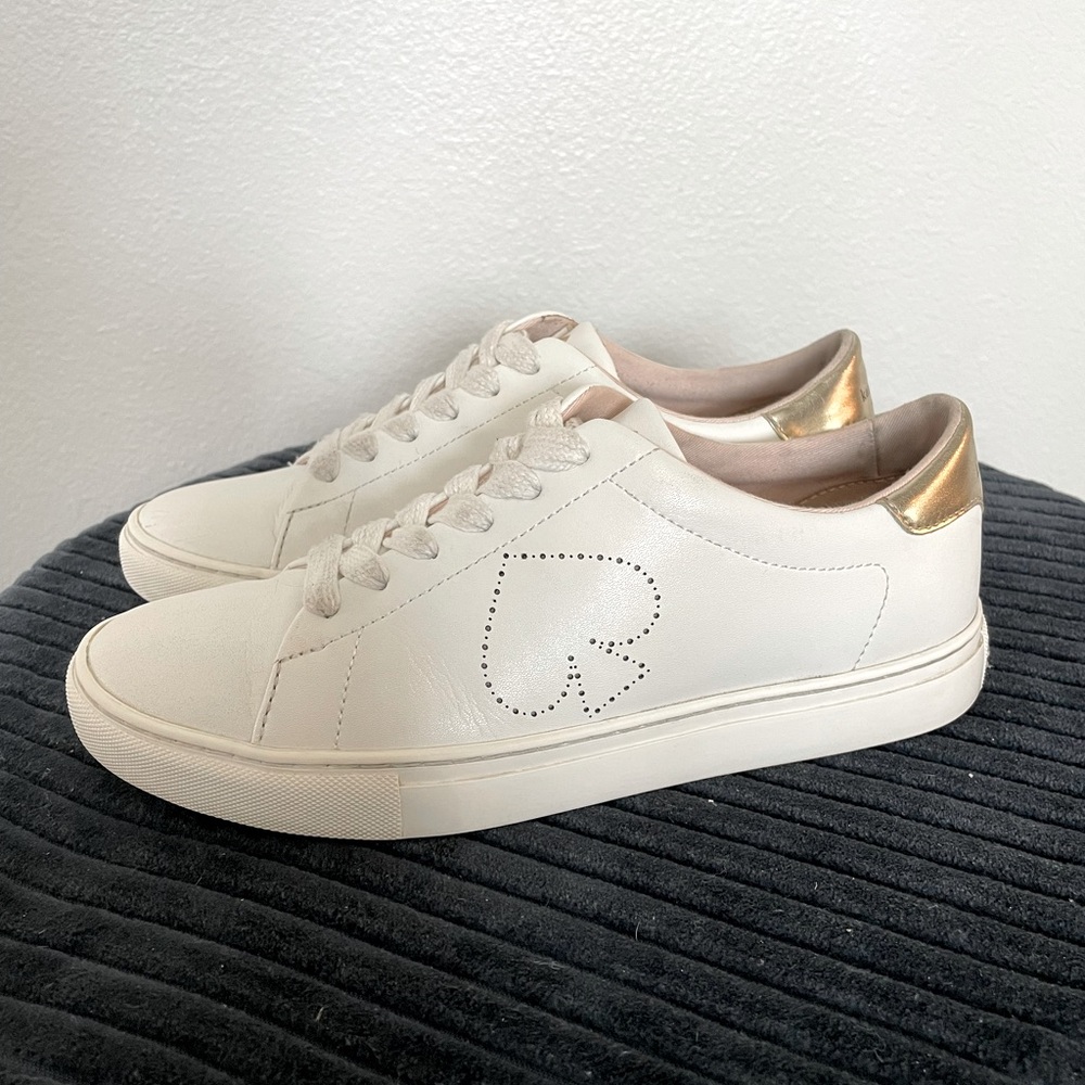 Kate Spade White and Gold Athletic Shoes